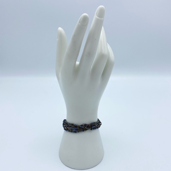 NEW Premier Designs Allegro Peacock Color Seed Bead Multi Strand Crystal Toggle - Picture 3 of 13